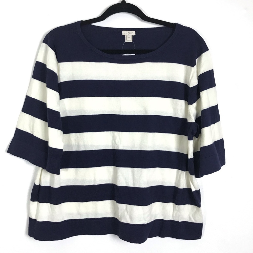 J.Crew Elbow Sleeve Boatneck Striped Sweater NEW - Picture 2 of 4